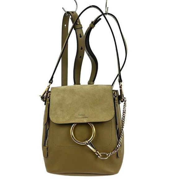 Chloe Handbags - BUYIT Chloe Beige Suede Faye Backpack 031870652 NQ04045